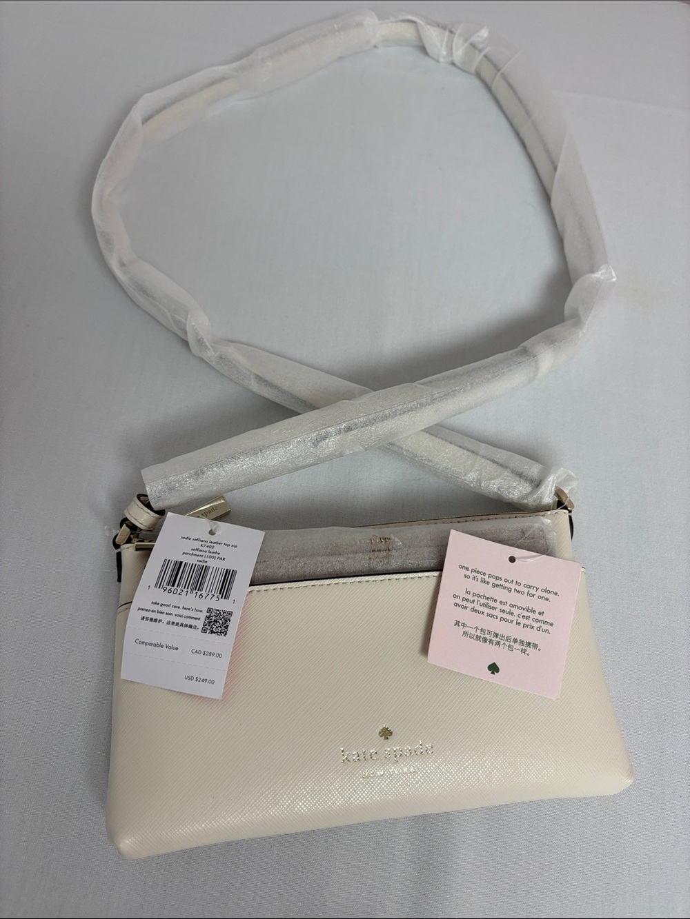 Kate Spade Sadie Saffiano Leather Crossbody Set Parchment NWT